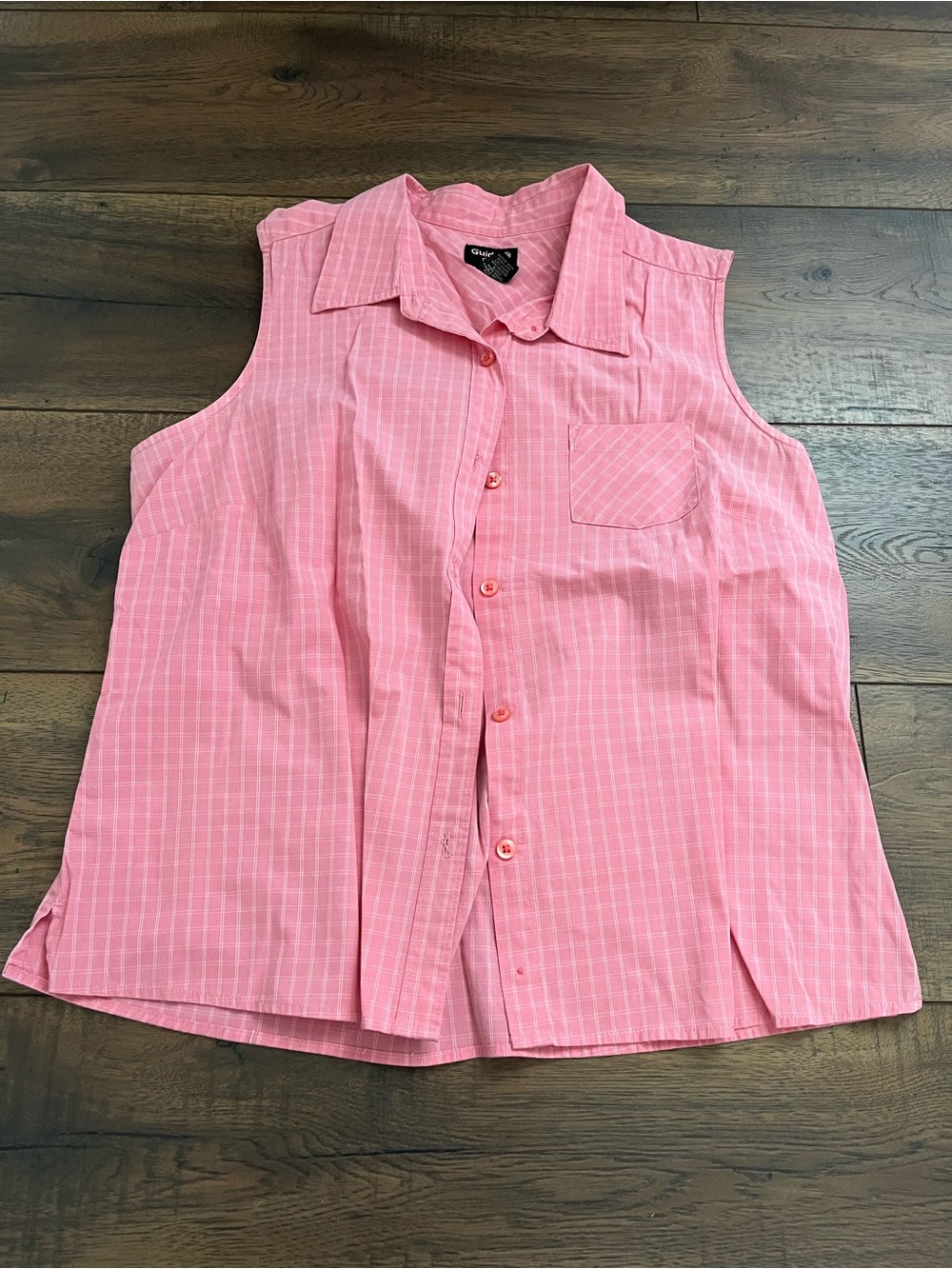 Chaps Sleeveless Pink Striped Button-Down Shirt - Lightweight Collared Top